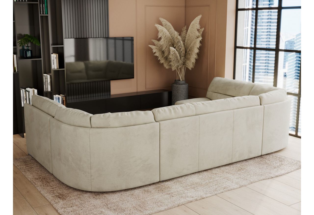 Narożnik COMODO U - uniwersalny - beżowy, welwet