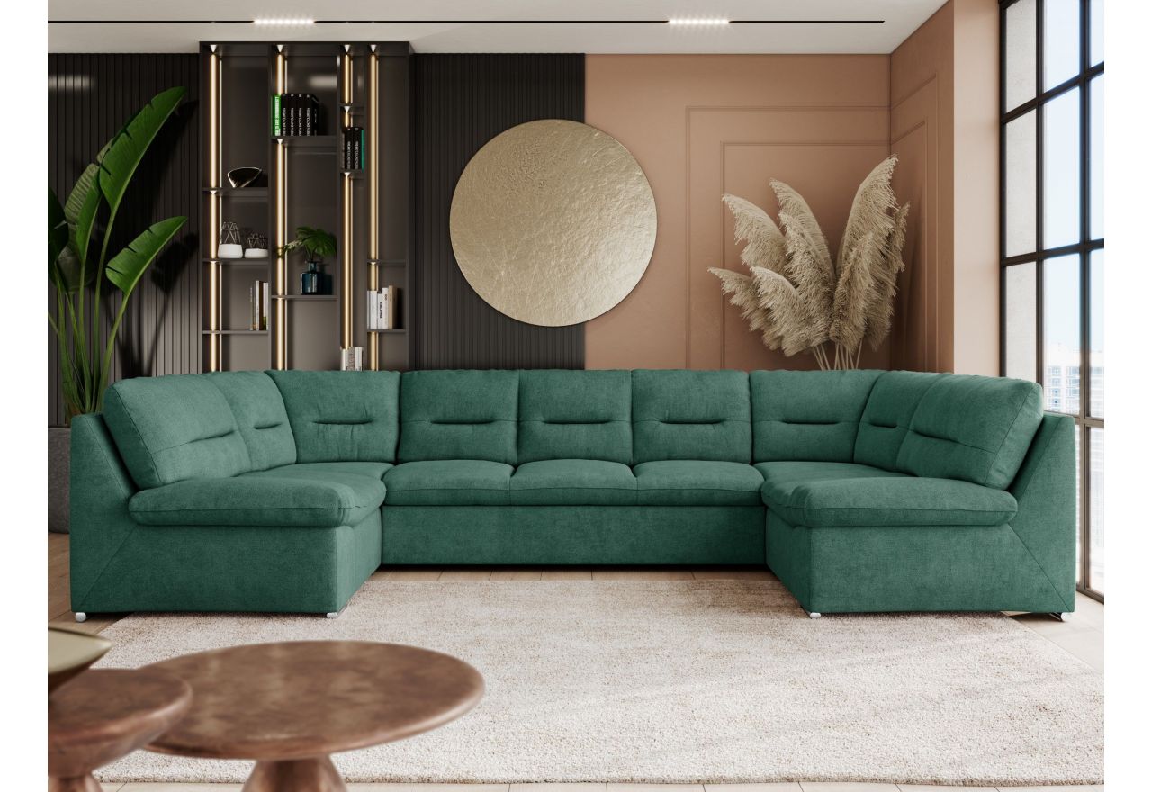 Narożnik COMODO U - uniwersalny - ciemnozielony, struktura