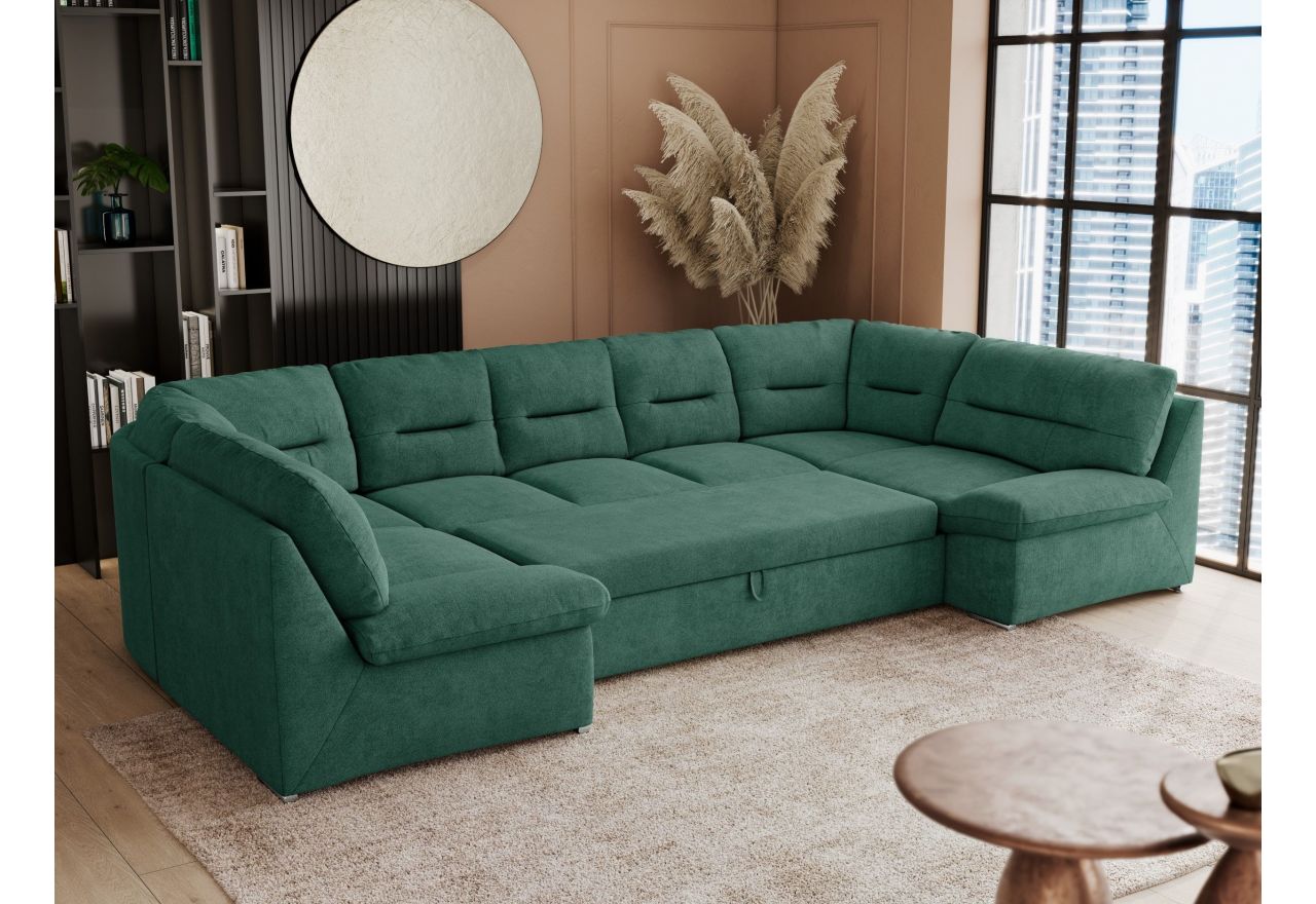 Narożnik COMODO U - uniwersalny - ciemnozielony, struktura