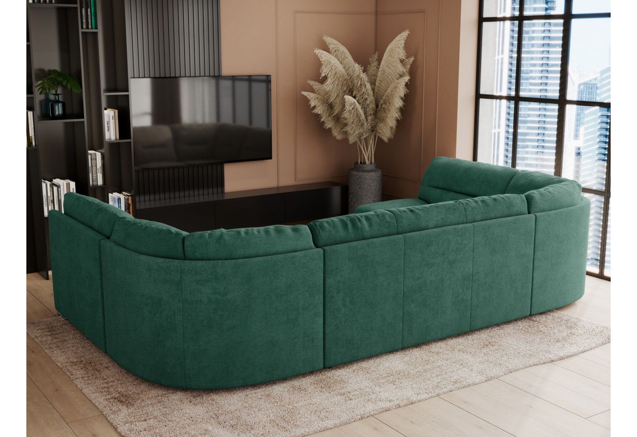 Narożnik COMODO U - uniwersalny - ciemnozielony, struktura