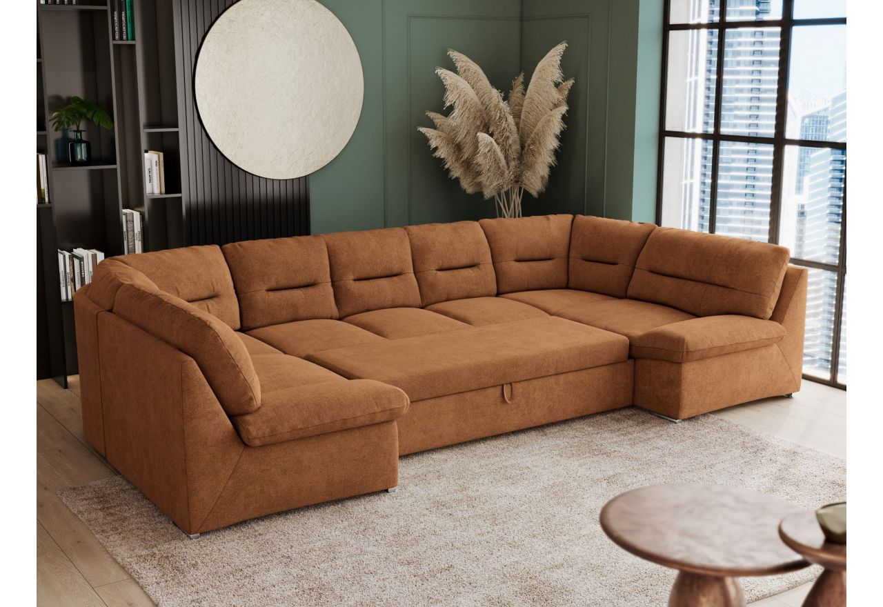 Narożnik COMODO U - uniwersalny - pomarańczowy, struktura