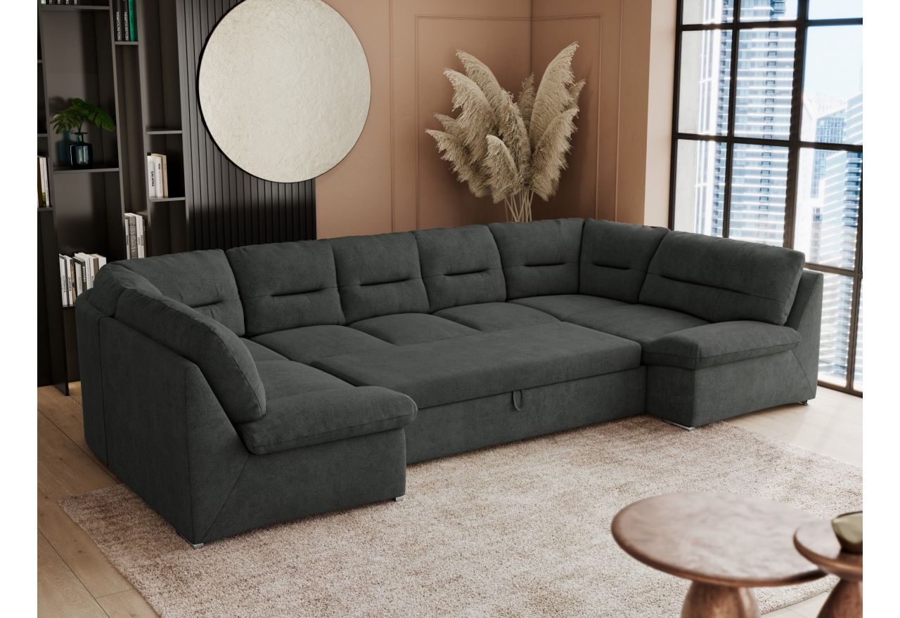 Narożnik COMODO U - uniwersalny - ciemnoszary, struktura