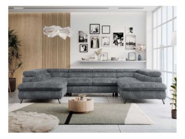 Narożnik PEDRO U - uniwersalny - szary, sztruks