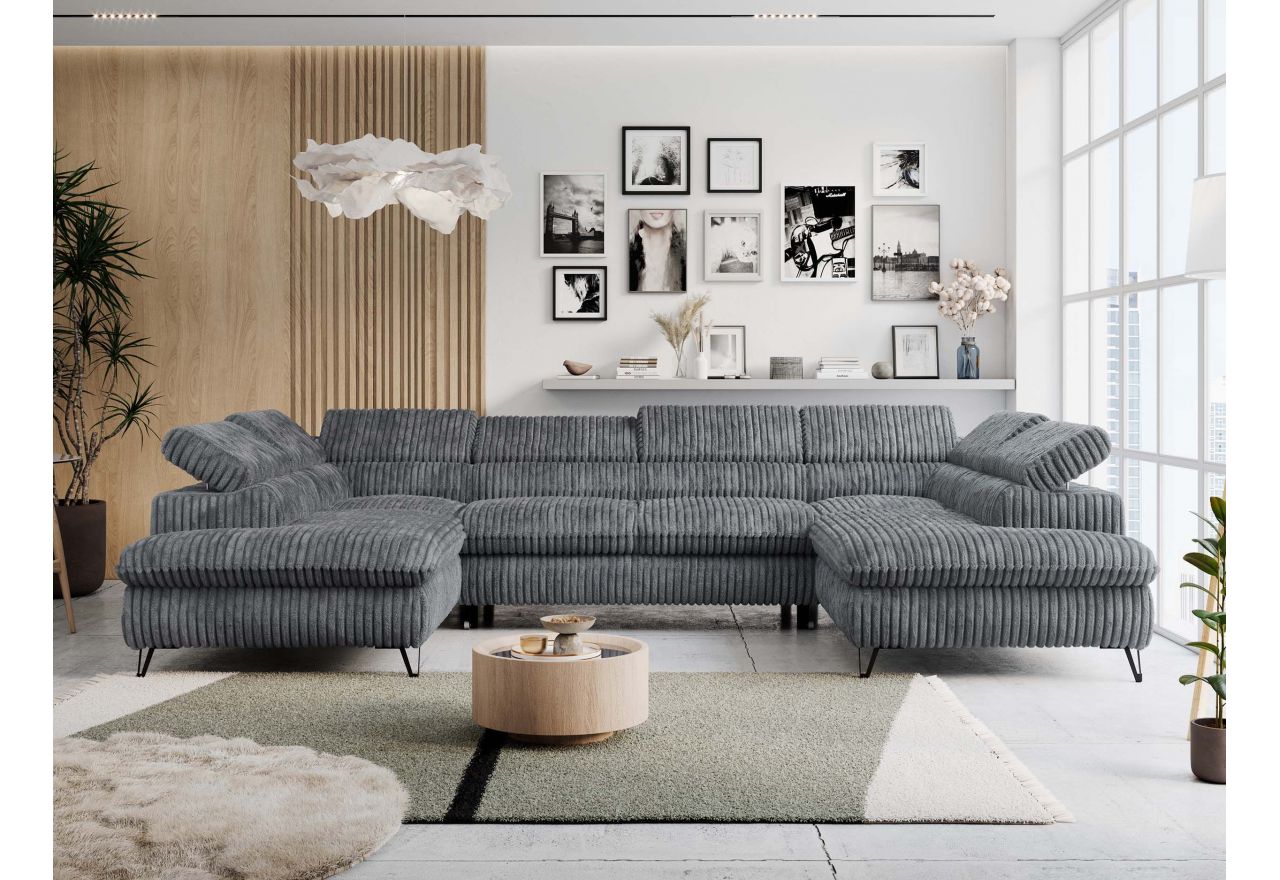 Narożnik PEDRO U - uniwersalny - szary, sztruks