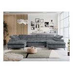 Narożnik PEDRO U - uniwersalny - szary, sztruks