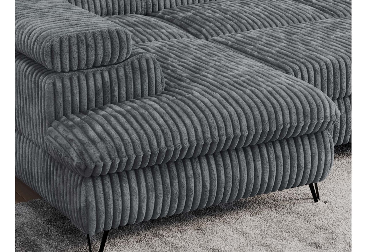 Narożnik PEDRO U - uniwersalny - szary, sztruks