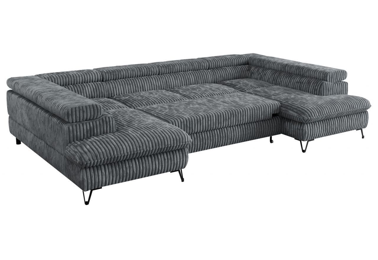 Narożnik PEDRO U - uniwersalny - szary, sztruks