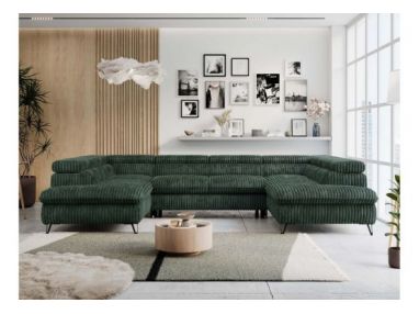 Narożnik PEDRO U - uniwersalny - ciemnozielony, sztruks