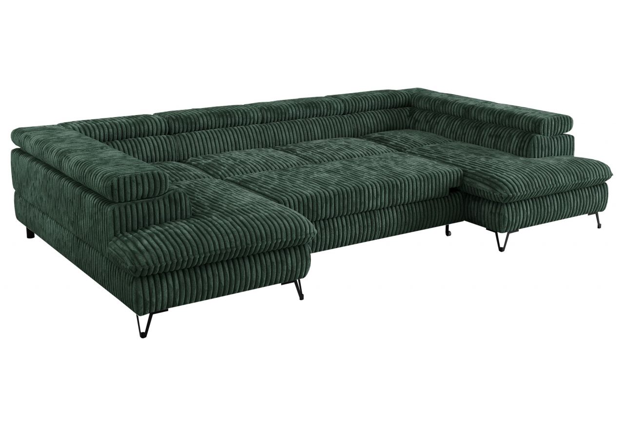 Narożnik PEDRO U - uniwersalny - ciemnozielony, sztruks