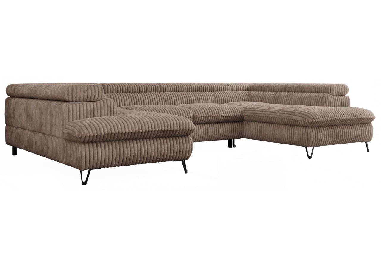 Narożnik PEDRO U - uniwersalny - brązowy, sztruks