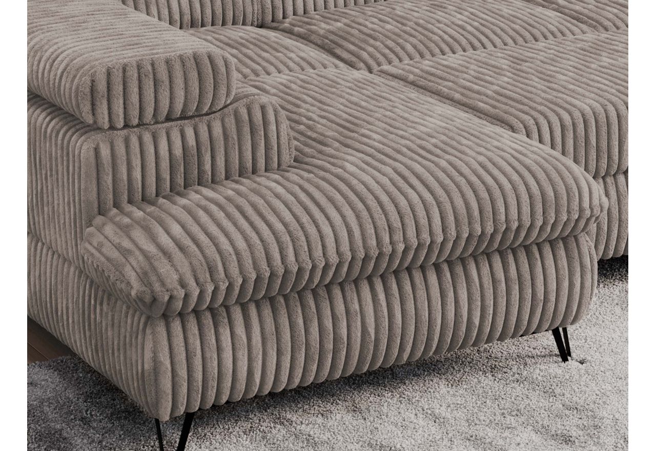 Narożnik PEDRO U - uniwersalny - jasnobrązowy, sztruks