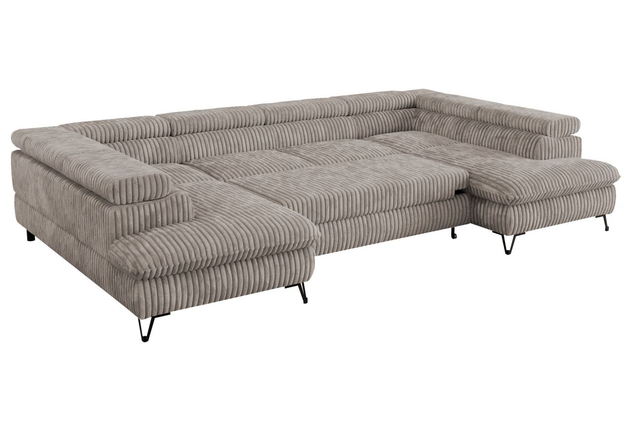 Narożnik PEDRO U - uniwersalny - jasnobrązowy, sztruks