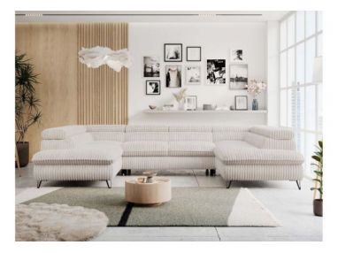 Narożnik PEDRO U - uniwersalny - beżowy, sztruks