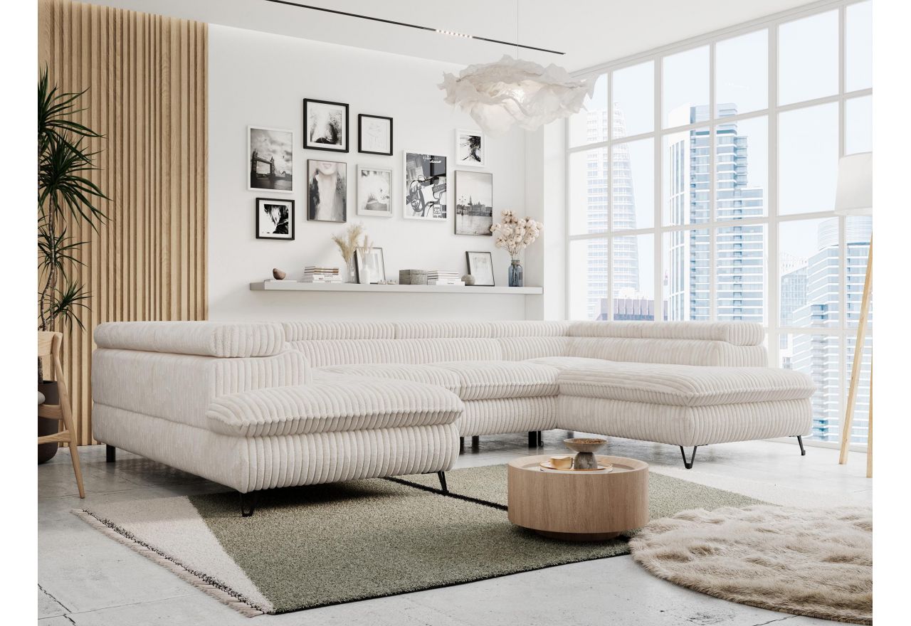 Narożnik PEDRO U - uniwersalny - beżowy, sztruks