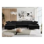 Narożnik PEDRO U - uniwersalny - czarny, boucle