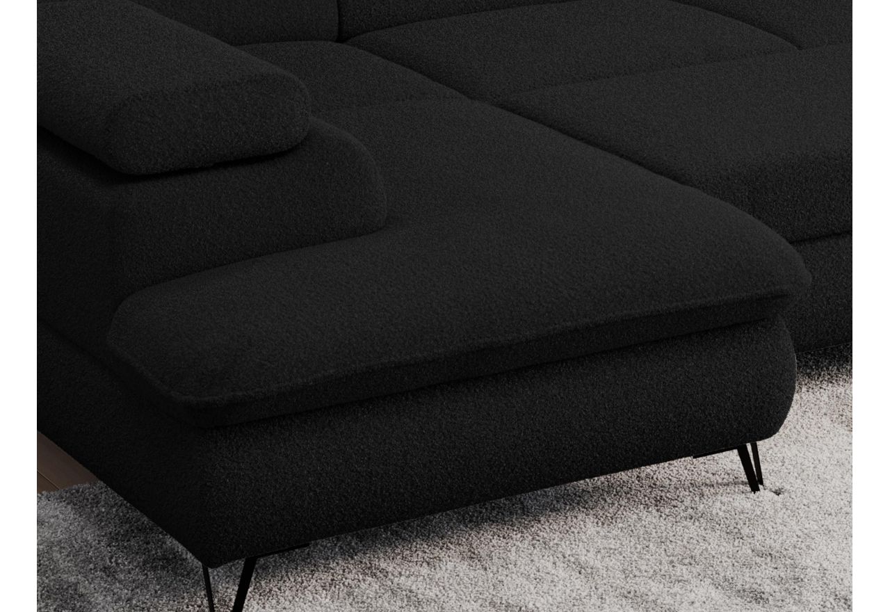 Narożnik PEDRO U - uniwersalny - czarny, boucle