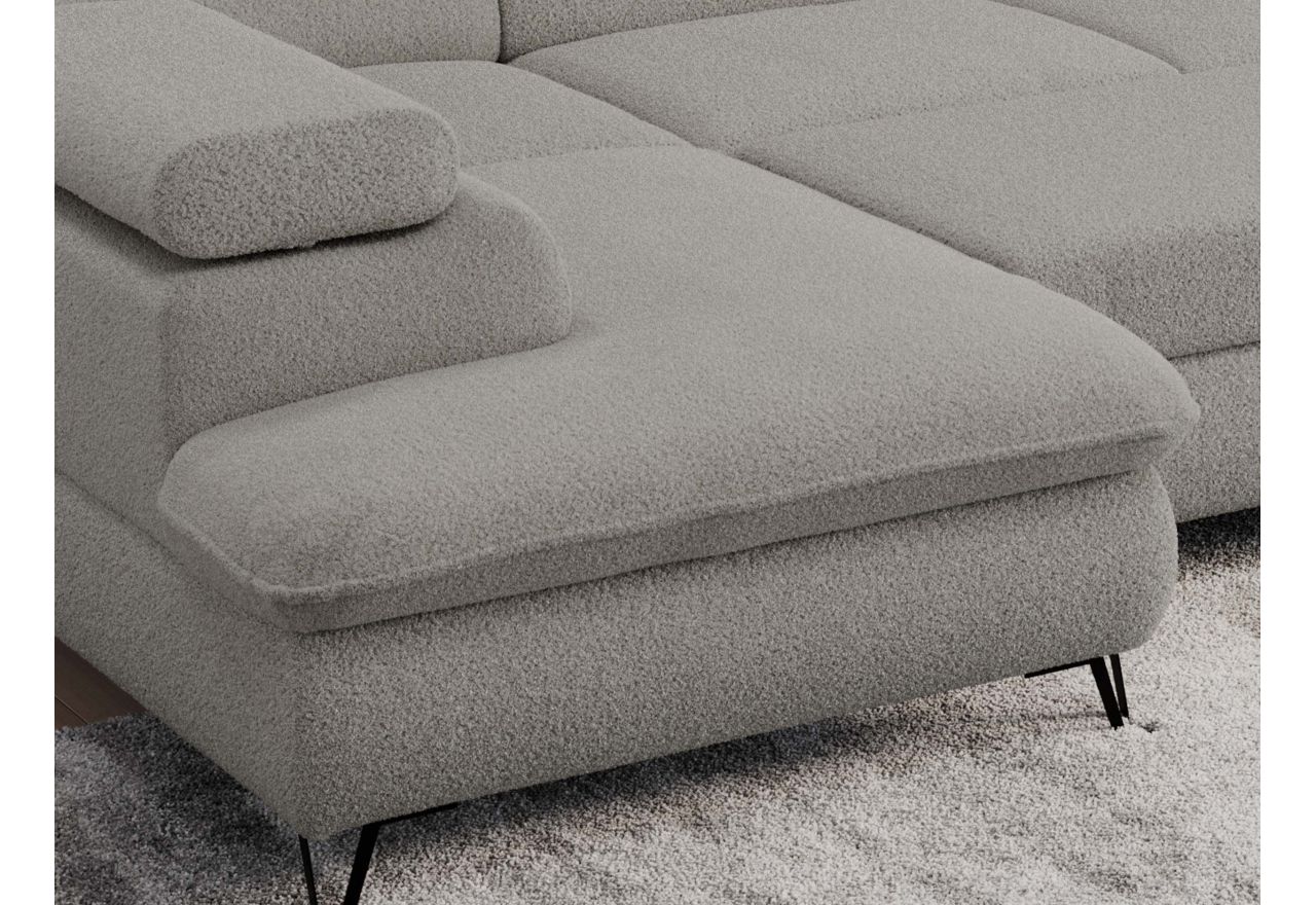 Narożnik PEDRO U - uniwersalny - jasnoszary, boucle