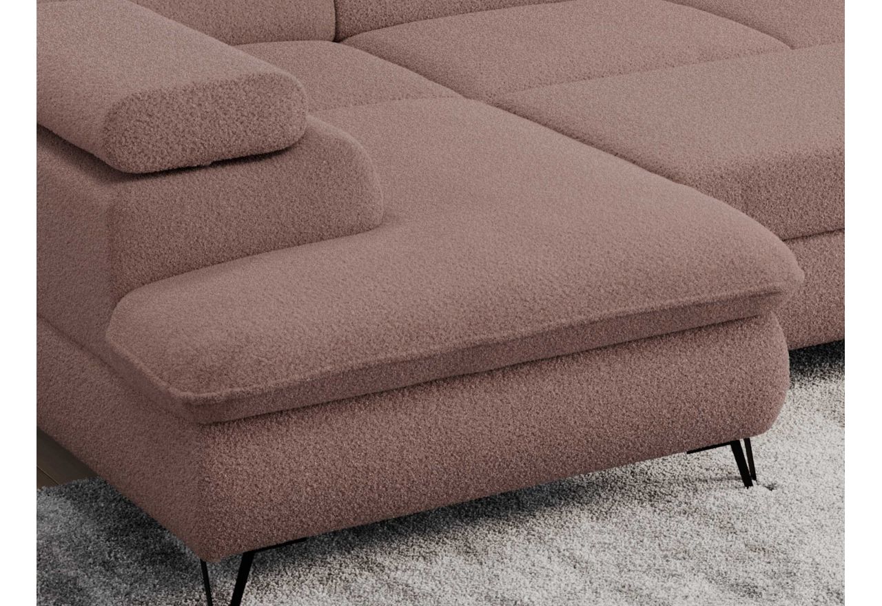 Narożnik PEDRO U - uniwersalny - różowy, boucle