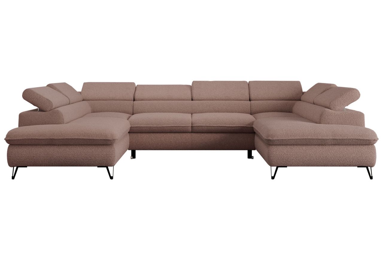 Narożnik PEDRO U - uniwersalny - różowy, boucle