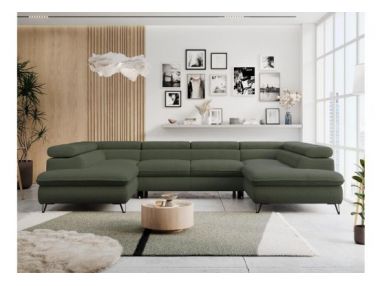 Narożnik PEDRO U - uniwersalny - ciemnozielony, boucle