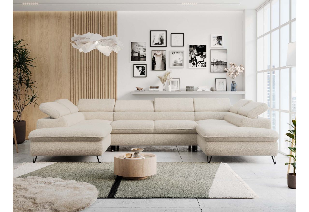 Narożnik PEDRO U - uniwersalny - beżowy, boucle