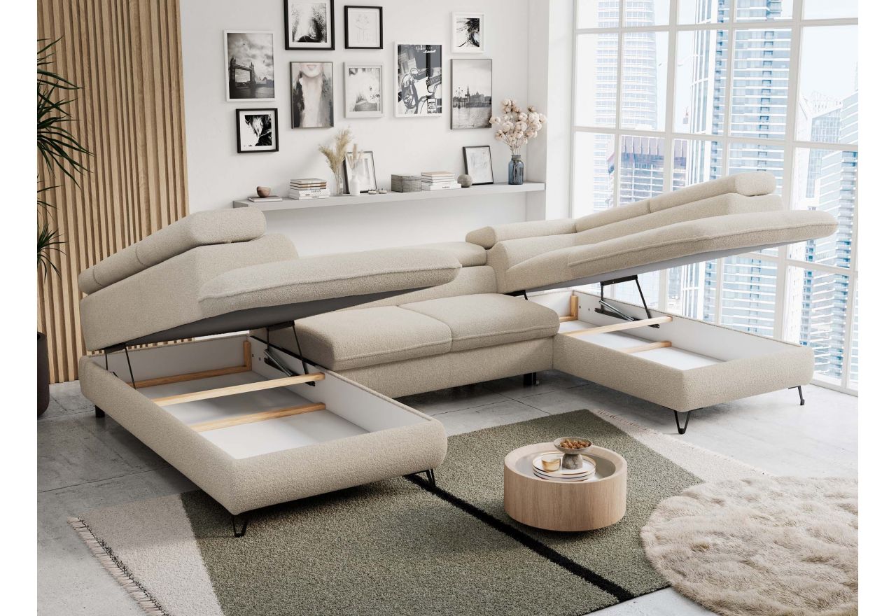 Narożnik PEDRO U - uniwersalny - beżowy, boucle