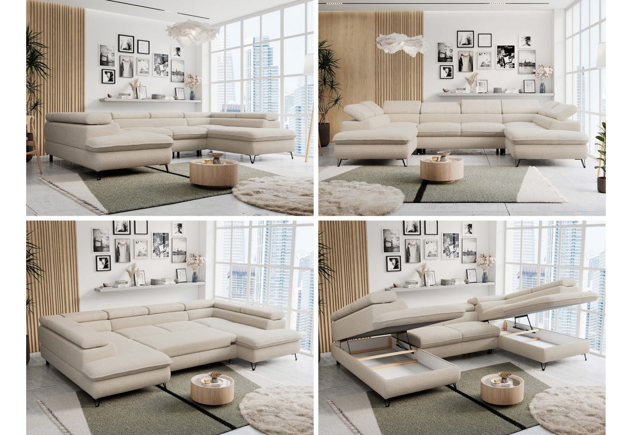 Narożnik PEDRO U - uniwersalny - beżowy, boucle