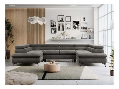 Narożnik PEDRO U - uniwersalny - ciemnoszary, welwet