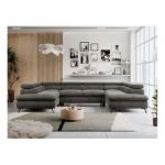 Narożnik PEDRO U - uniwersalny - ciemnoszary, welwet