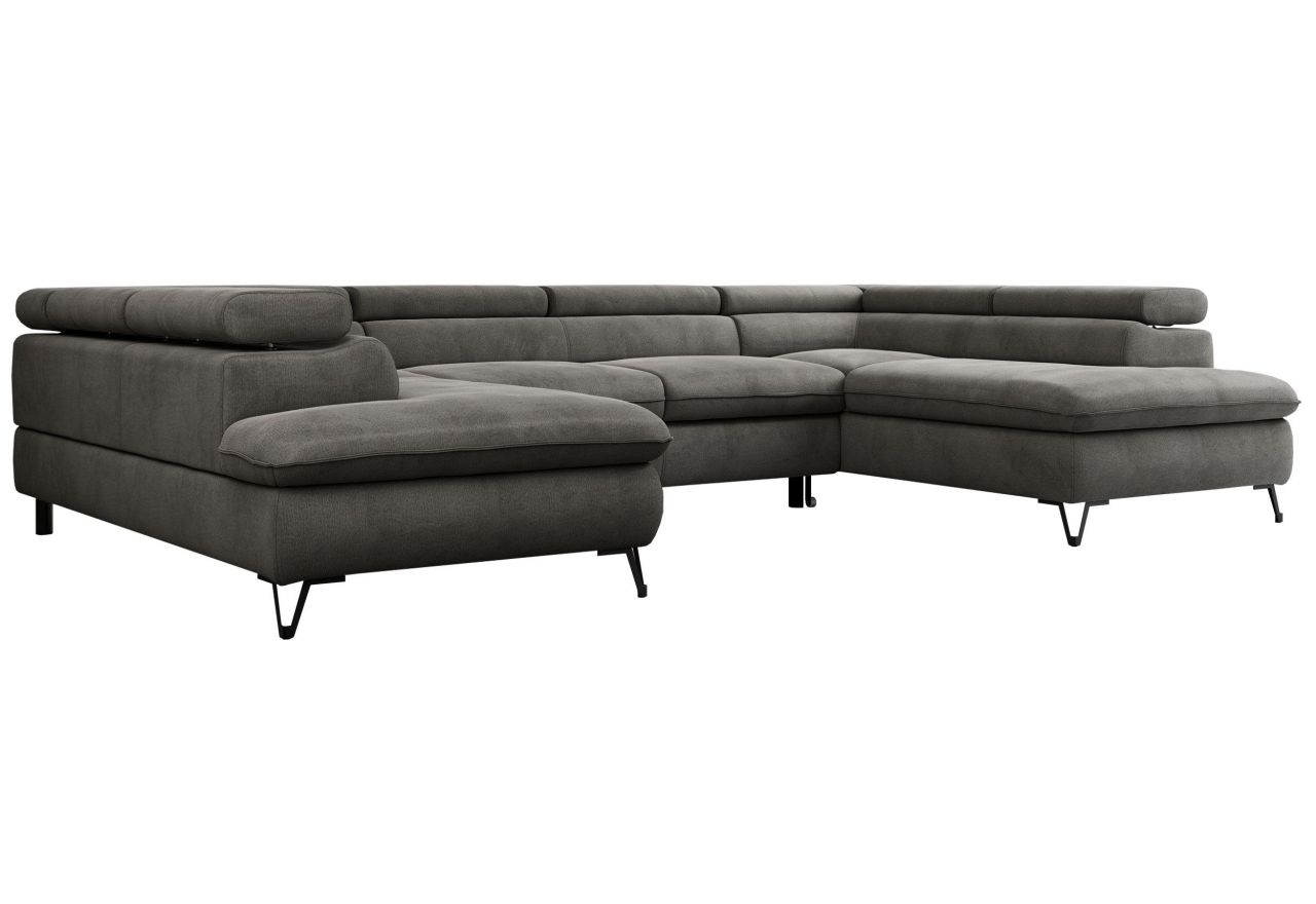 Narożnik PEDRO U - uniwersalny - ciemnoszary, welwet