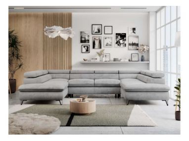 Narożnik PEDRO U - uniwersalny - jasnoszary, welwet