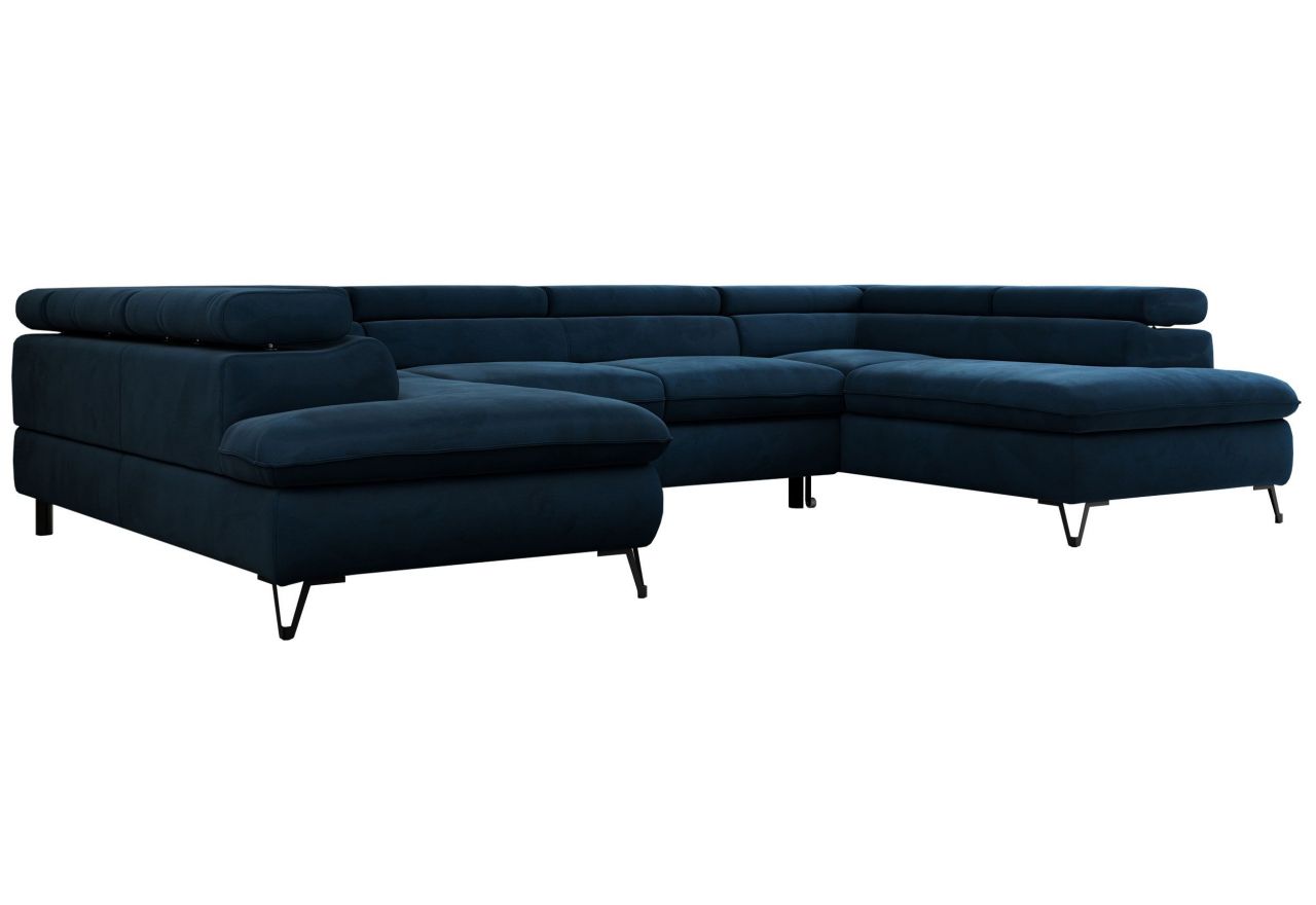 Narożnik PEDRO U - uniwersalny - ciemnoniebieski, welwet