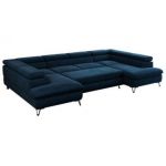 Narożnik PEDRO U - uniwersalny - ciemnoniebieski, welwet