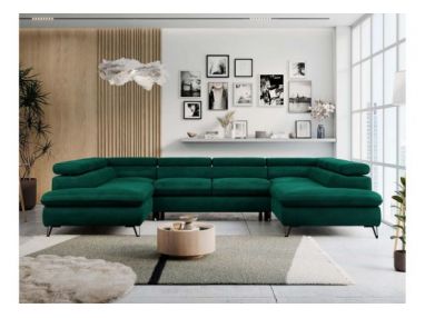 Narożnik PEDRO U - uniwersalny - ciemnozielony, welwet