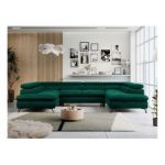 Narożnik PEDRO U - uniwersalny - ciemnozielony, welwet