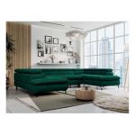 Narożnik PEDRO U - uniwersalny - ciemnozielony, welwet