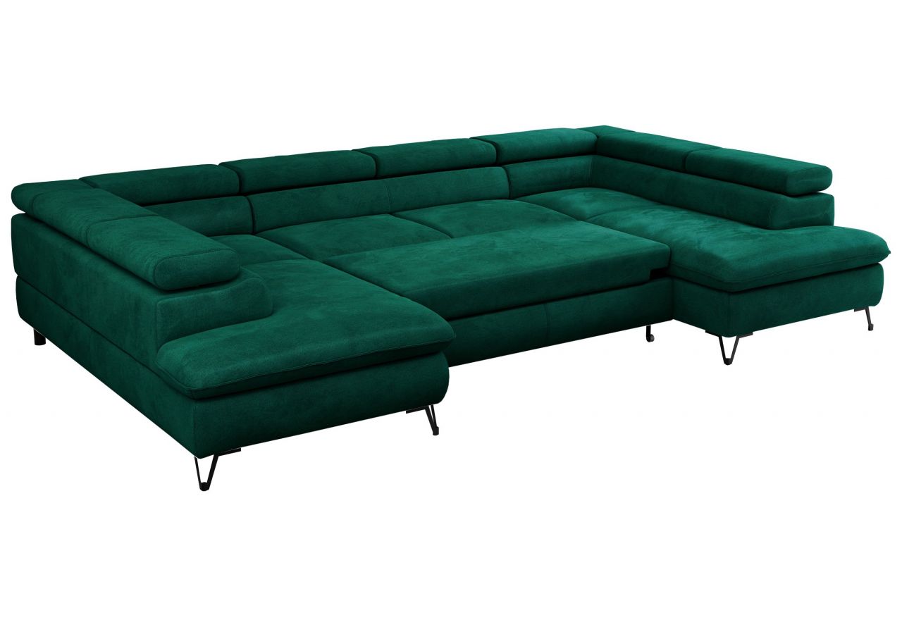 Narożnik PEDRO U - uniwersalny - ciemnozielony, welwet