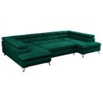 Narożnik PEDRO U - uniwersalny - ciemnozielony, welwet