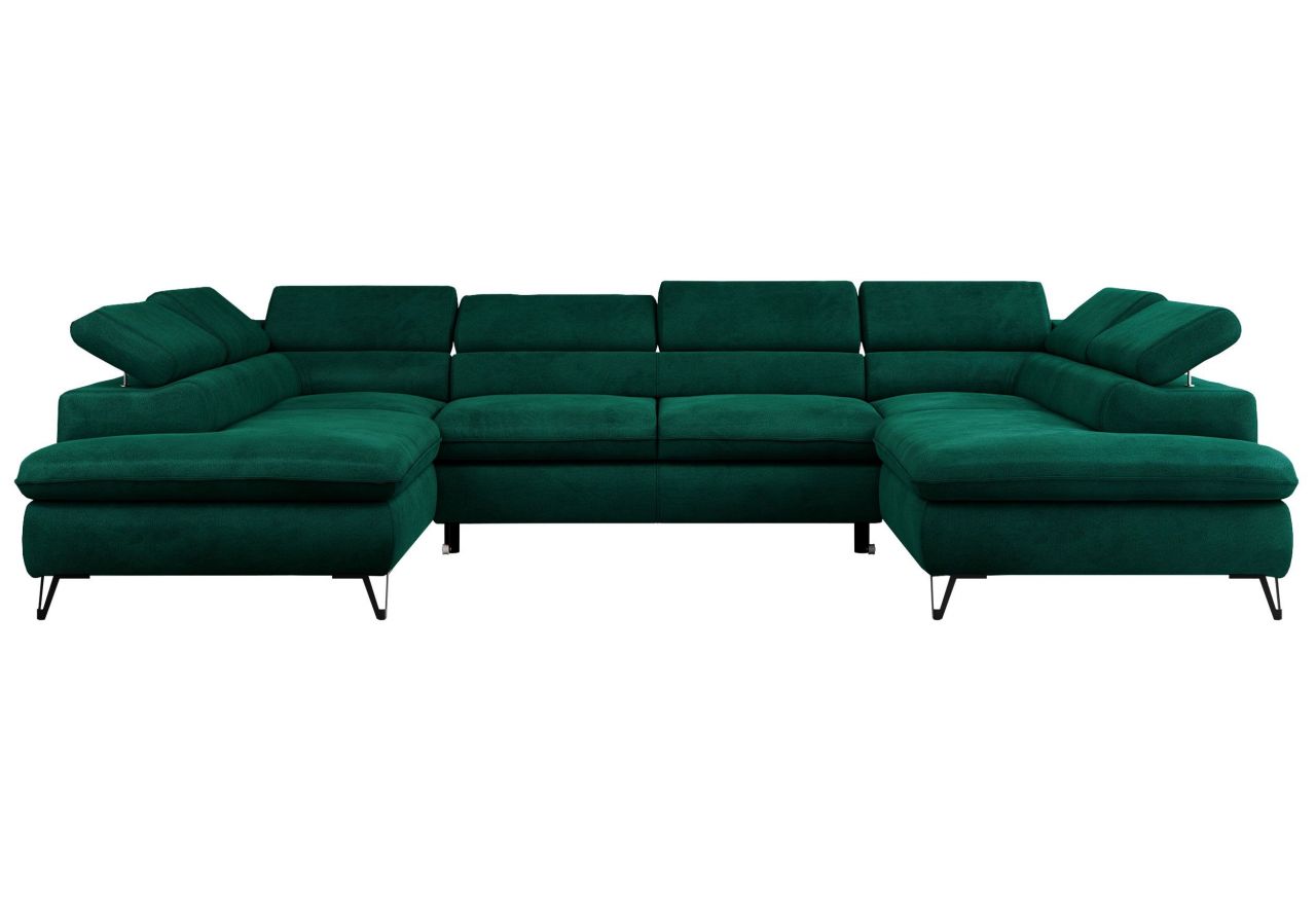 Narożnik PEDRO U - uniwersalny - ciemnozielony, welwet