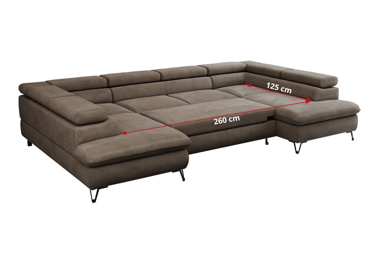 Narożnik PEDRO U - uniwersalny - brązowy, welwet