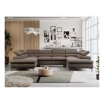 Narożnik PEDRO U - uniwersalny - brązowy, welwet