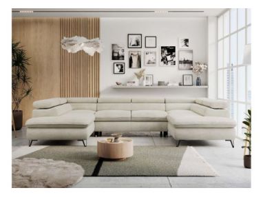 Narożnik PEDRO U - uniwersalny - beżowy, welwet