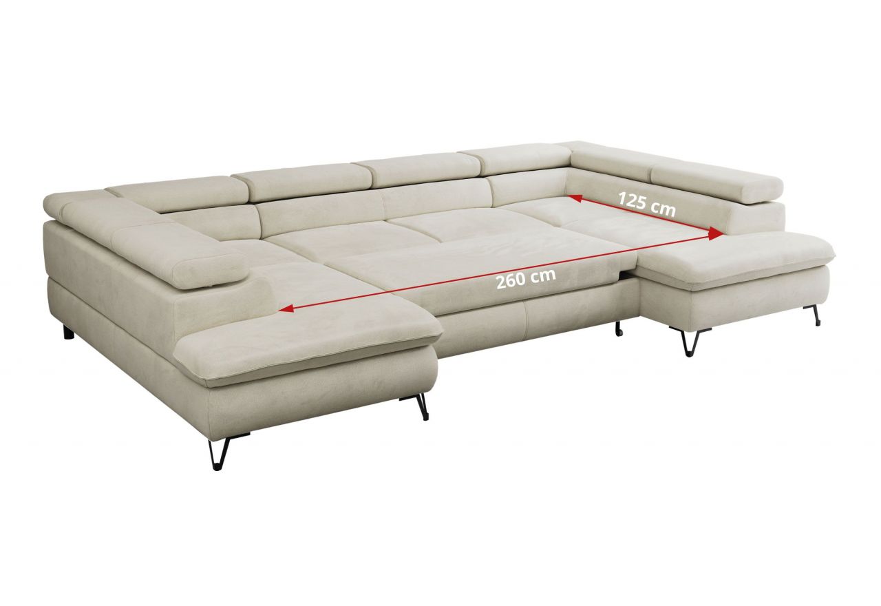 Narożnik PEDRO U - uniwersalny - beżowy, welwet