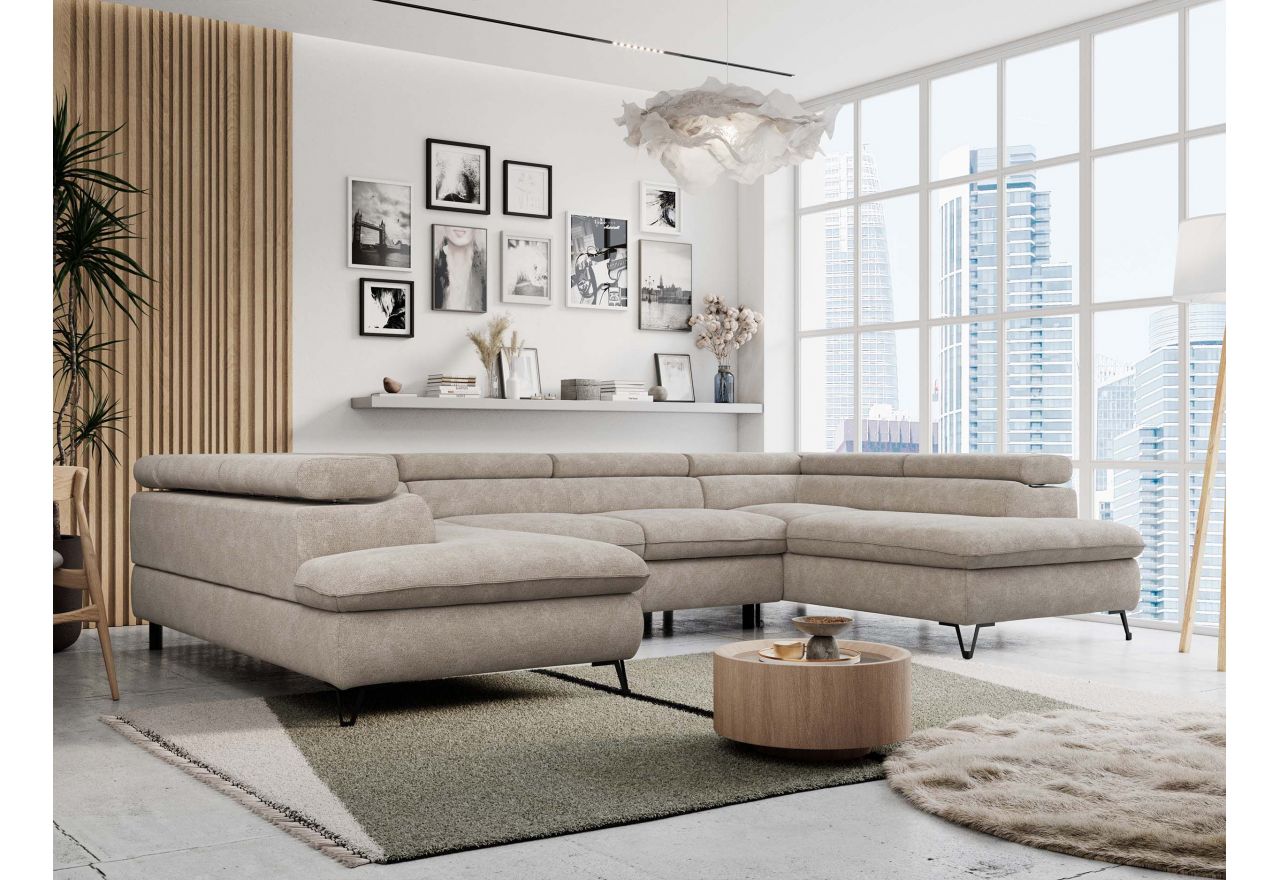 Narożnik PEDRO U - uniwersalny - beżowy, struktura