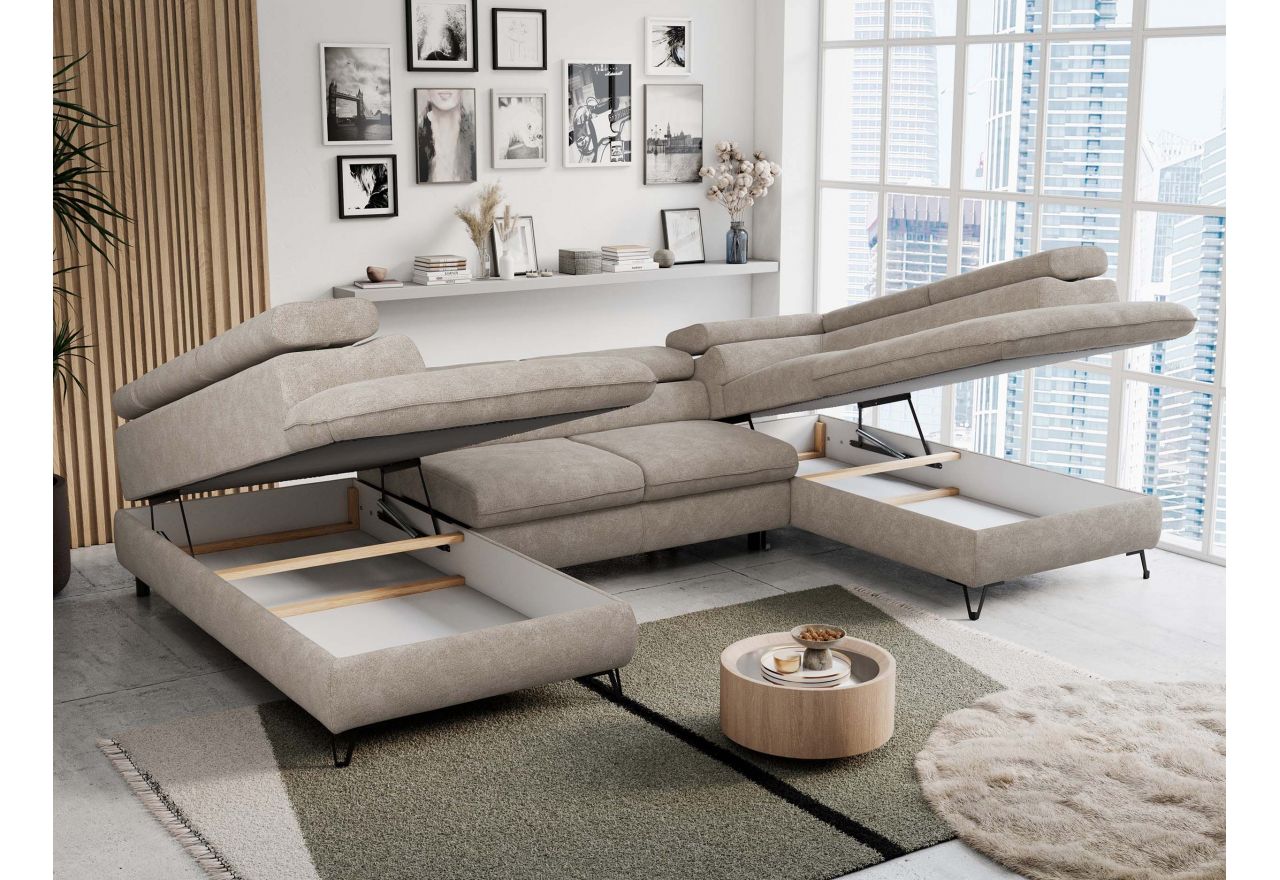 Narożnik PEDRO U - uniwersalny - beżowy, struktura