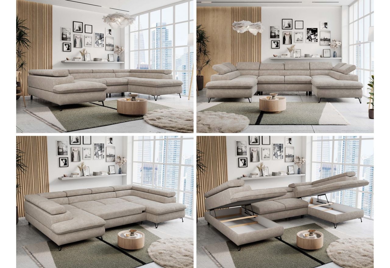 Narożnik PEDRO U - uniwersalny - beżowy, struktura