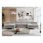 Narożnik PEDRO U - uniwersalny - jasnoszary, struktura