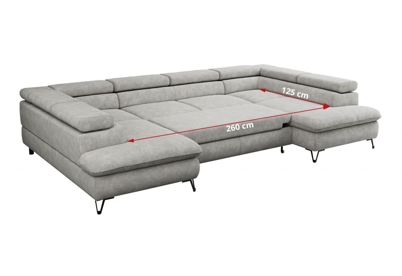 Narożnik PEDRO U - uniwersalny - jasnoszary, struktura