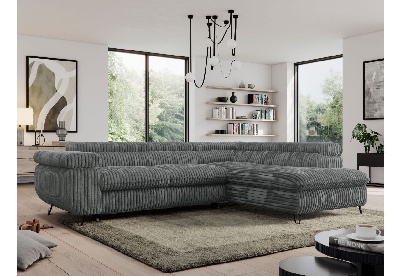 Narożnik PEDRO L - strona prawa - szary, sztruks