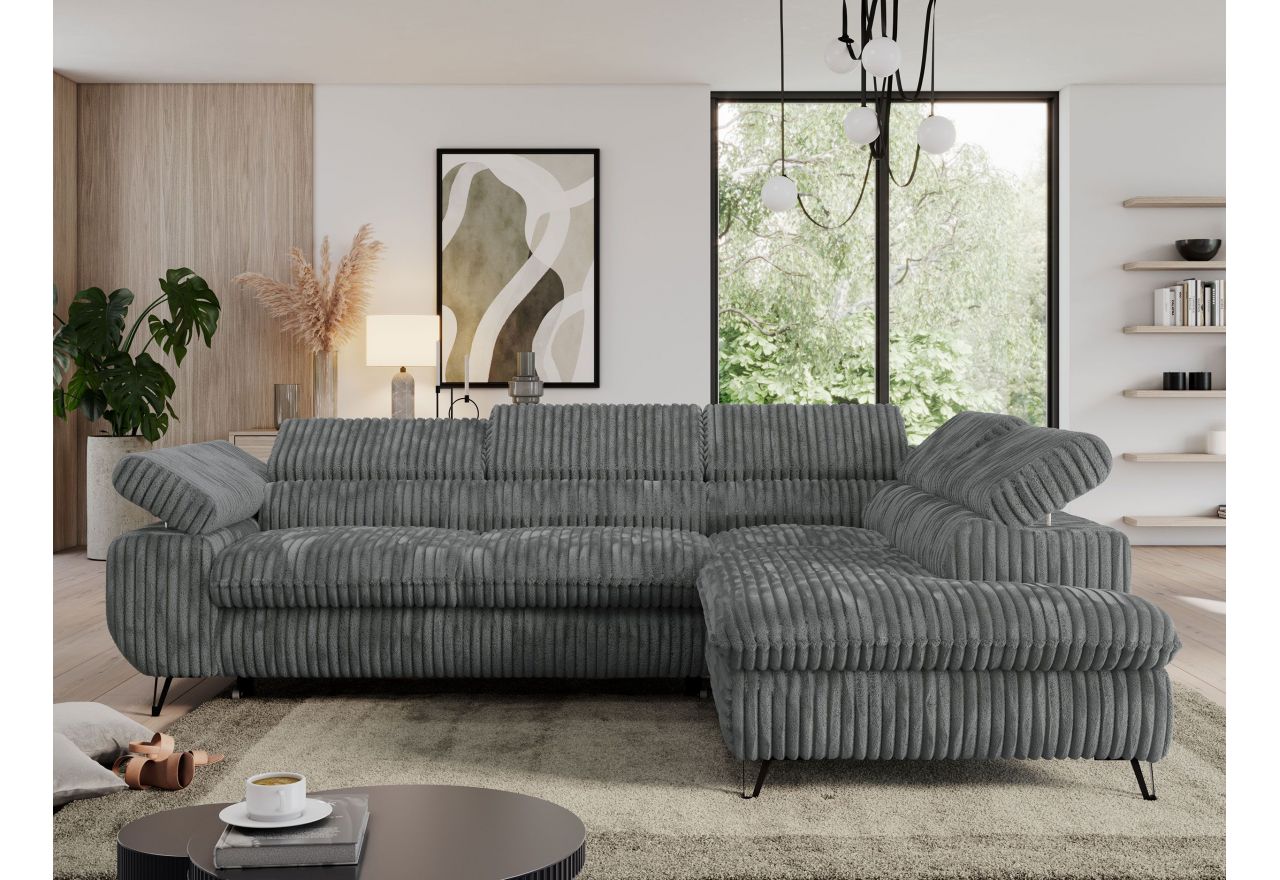 Narożnik PEDRO L - strona prawa - szary, sztruks